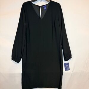 Doncaster Collection Black V-Neck Long Sleeve Wrap Back Shift Dress M296DR01 12M